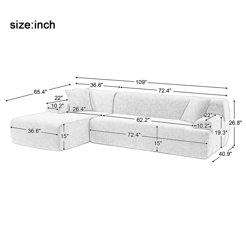 U_Style Modern Large L-Shape Modular Sectional Sofa for Living Room,  Bedroom, Salon, 2  Piece Free Combination, Simplified Style