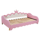 Extending Daybed With LED Lights, Modern Upholstered Princess Daybed With Crown Headboard