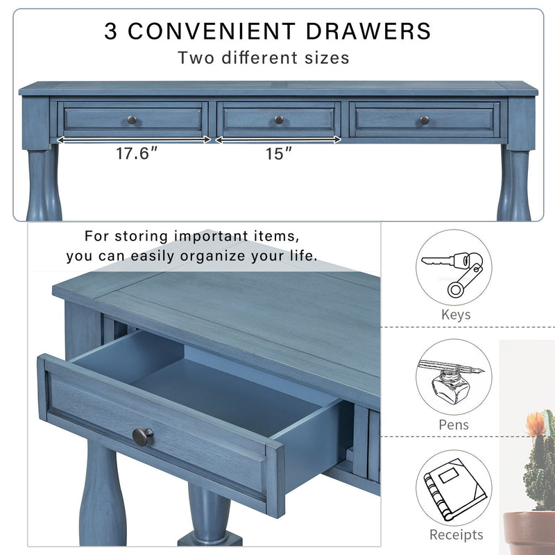 Console Table Long Console Table With Drawers And Shelf For Entryway, Hallway, Living Room