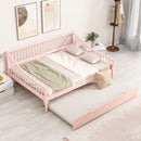 Full Size Daybed with Trundle and Support Legs, Pink