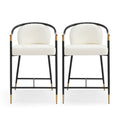 Contemporary Upholstered Counter Stool Set With Metal Frame