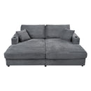 Oversized Loveseat Chaise With 2 USB Ports, 2 Cup Holders And 2 Throw Pillows