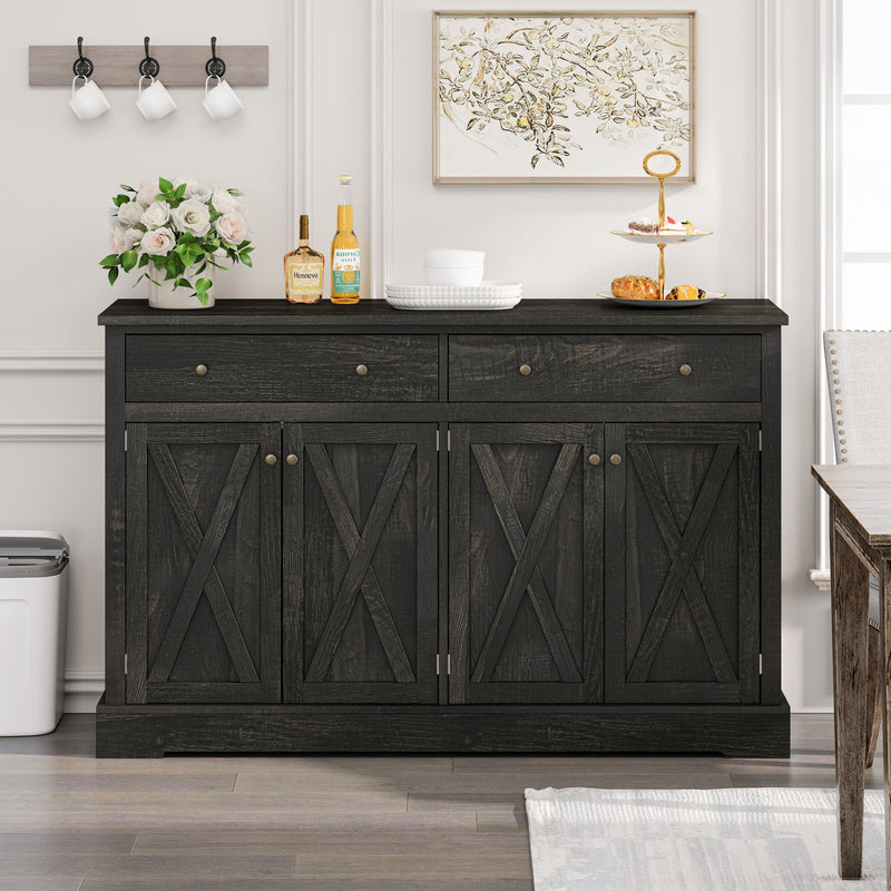 Vintage Sideboard With 2 Drawers And Four Doors For Living Room