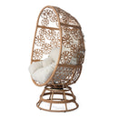 Lenola - Outdoor Patio Wicker Swivel Egg Chair - Brown / Beige