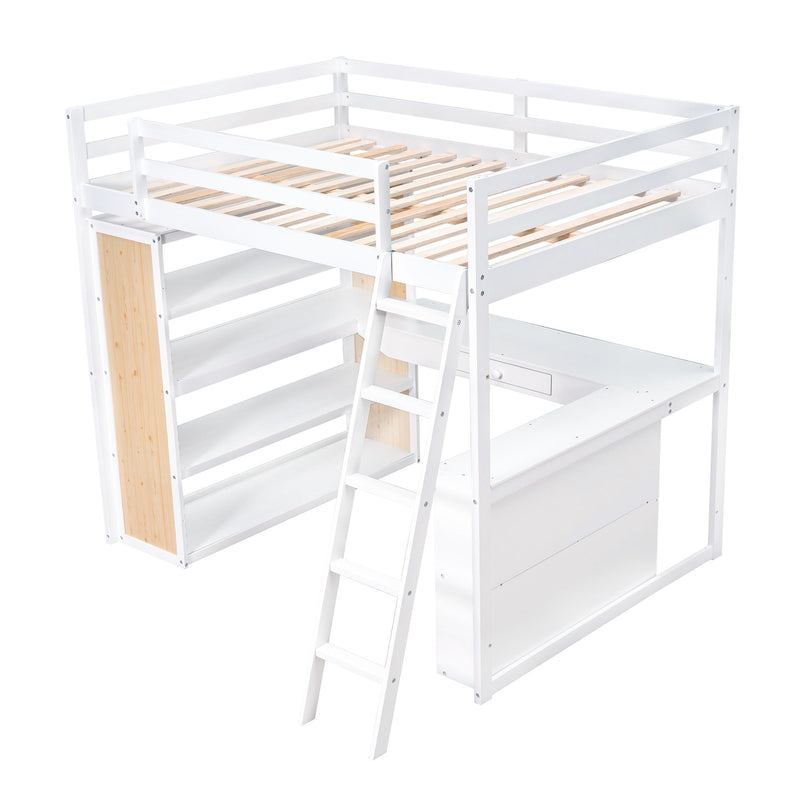 Loft Bed With Ladder, Shelves, And Desk