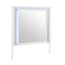 Adalid - Square Shaped Mirror With LED Lighting And Glittered Detailing - White