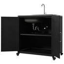 Outdoor Movable Kitchen Sink Patio Modular Kitchen Sink Station With Cabinet For Garden, Patio, Backyard - Matte Black