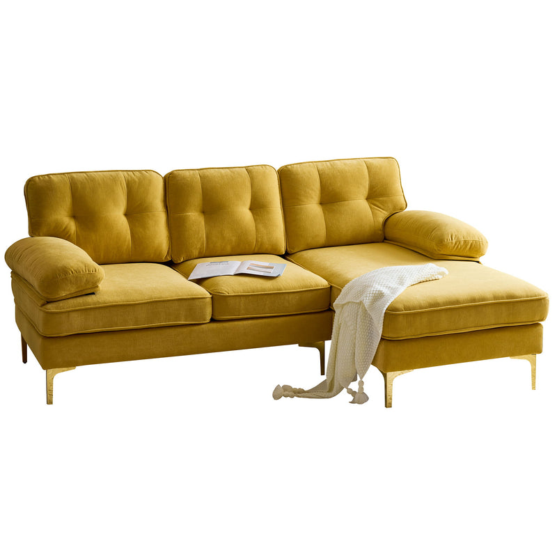 Modern Sectional Sofas Couches Velvet L Shaped Couches For Living Room, Bedroom