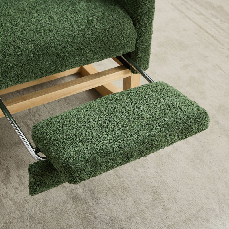 High Back Glider Rocking Chair With Retractable Footrest And Rubber Wood Legs