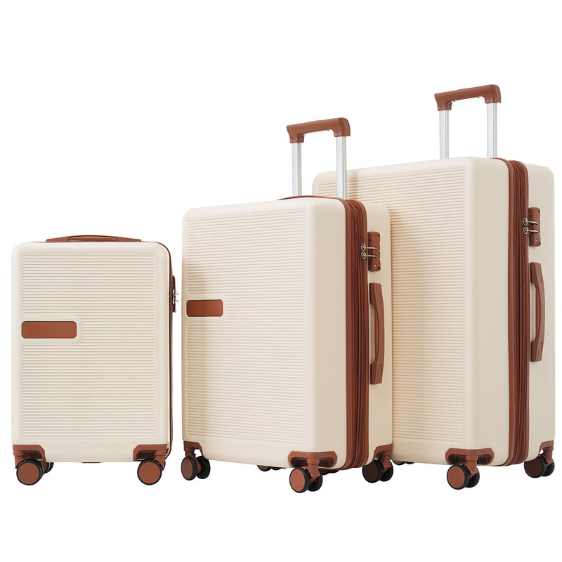 Contrast Color 3 Piece Luggage Set Hardside Spinner Suitcase With Tsa Lock 20" 24' 28" Available