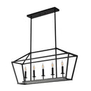 5 Light Farmhouse Kitchen Island Lighting, 5 Light Industrial Linear Chandelier For Dining Room Metal Hanging Pendant Light Fixture For Bedroom Living Room Hallway Conference Room - Matte Black