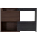 Modern Extendable & Rotating Cabinet With Drawer And Flip Doors For Versatile Storage - Black / Dark Walnut
