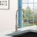 21" Commercial Kitchen Faucet With Dual Function Pull Down Sprayhead In, Stainless Steel - Brushed Nickel