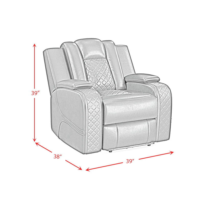 Carlo - Power Motion Recliner With Power Headrest, LED - Pebble Black