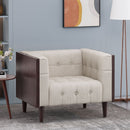 Contemporary Club Chair With Button Tufted Waffle Stitch