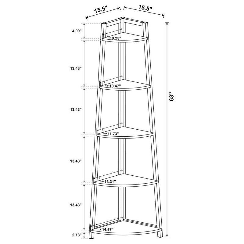 Jacksonville - 5-Shelf Bookshelf - Black And Aged Walnut