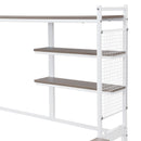 Daybed With Movable Desk, Grid, Shelves And Clothes Hanger