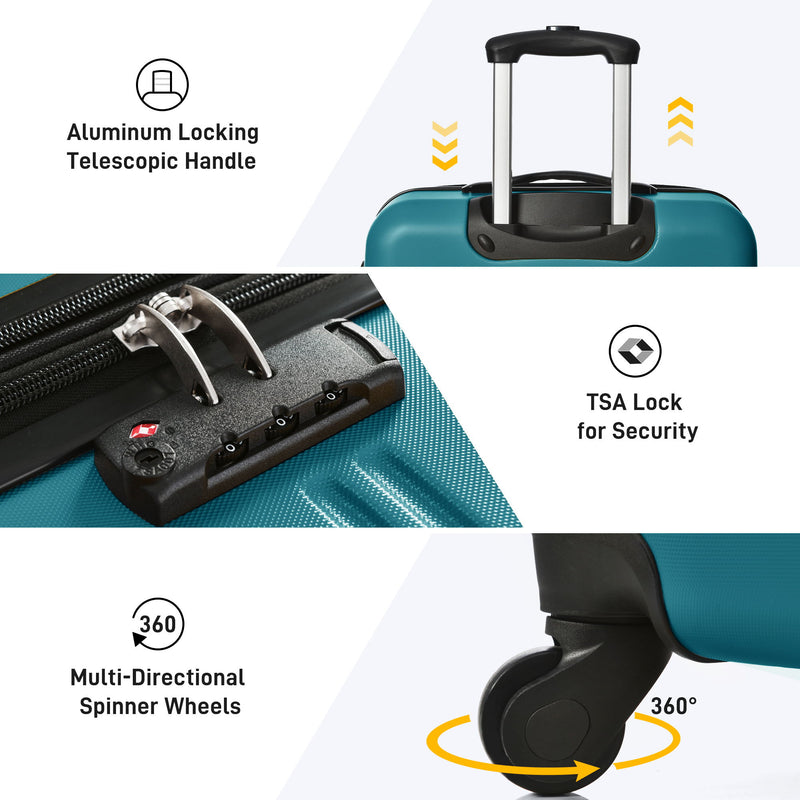 Hardshell Luggage Sets 4 Pieces + Bag Spinner Suitcase With Tsa Lock Lightweight - 16" / 20" / 24" / 28" Luggages