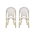 Outdoor Rattan And Aluminum French Bistro Chairs Set