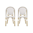 Outdoor Rattan And Aluminum French Bistro Chairs Set