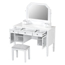 Elegant Makeup Vanity Desk With Adjustable Mirror And Storage And Construction - White