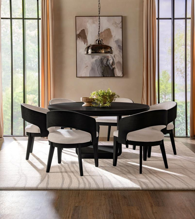 Leandro - 60" Round Dining Table - Burnished Black