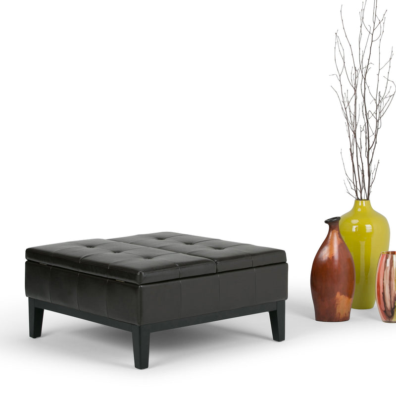 Dover - Square Coffee Table Storage Ottoman - Tanners Brown