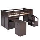 Loft Bed Low Study Twin Size Loft Bed With Storage Steps and Portable,Desk,Espresso(OLD SKU: LT000101AAP)