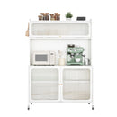 Contemporary Kitchen Pantry Cabinet With Glass Doors, Adjustable Shelves, Steel - Brushed Nickel
