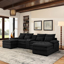 Contemporary U Shaped Sofa With Console And Cupholders