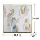 Modern Oil Painting, Square Framed Wall Art For Living Room Dining Room - Multicolor