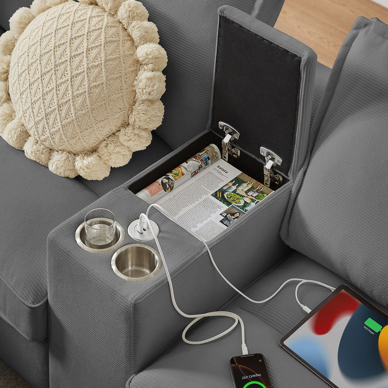 Modern U-Shaped Sectional Sofa Bed With Storage