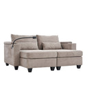 Convertible Chaise Lounge Sofa Chair With USB Ports, Cup Holders, Phone Holder And Storage