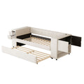 Upholstered Bed With Storage And Twin Trundle, USB Charging Ports