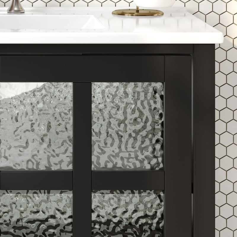 Bathroom Vanity With Ceramic Sink, Adjustable & Open Shelf