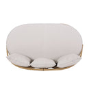 Outdoor Wicker Daybed With Pillows - Light Brown / Beige