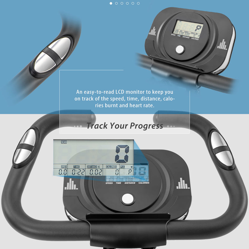 Exercise Bike Folding Stationary Bikes For Home With 16 Level Magnetic Resistance