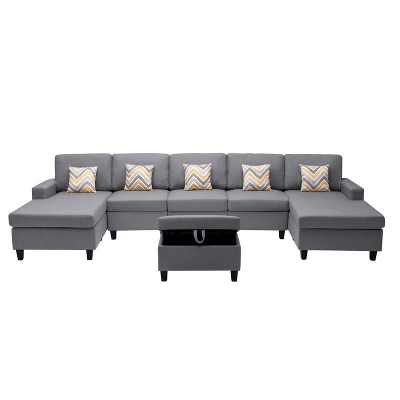 Nolan - Fabric 6 Piece Sectional Sofa With Pillows And Interchangeable Legs