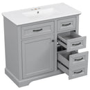 36" Bathroom Vanity With Sink, 2 Tip Out Drawers, Soft Close Hinges