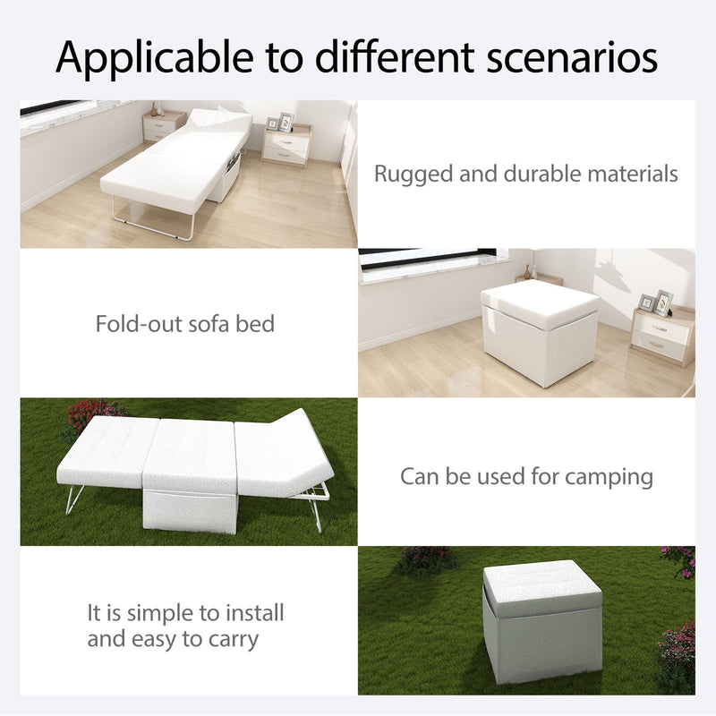 Modern Convertible Sofa Bed 4 In 1 Folding Ottoman Sleeper With Adjustable Backrest