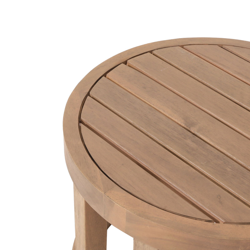 Outdoor Acacia Wood Side Table, Solid Side Table For Patio, Pool, Porch - Brown Wash