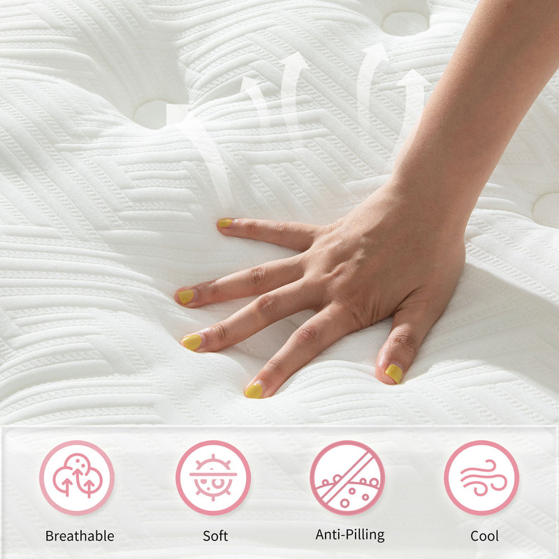12" Hybrid Mattress With Individual Pocket Spring, Comortable Memory Foam