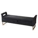 Wide Storage Soft Ottoman Bench With Armrests