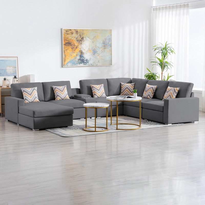 Nolan - 7 Piece Sectional Sofa With Pillows And Interchangeable Legs