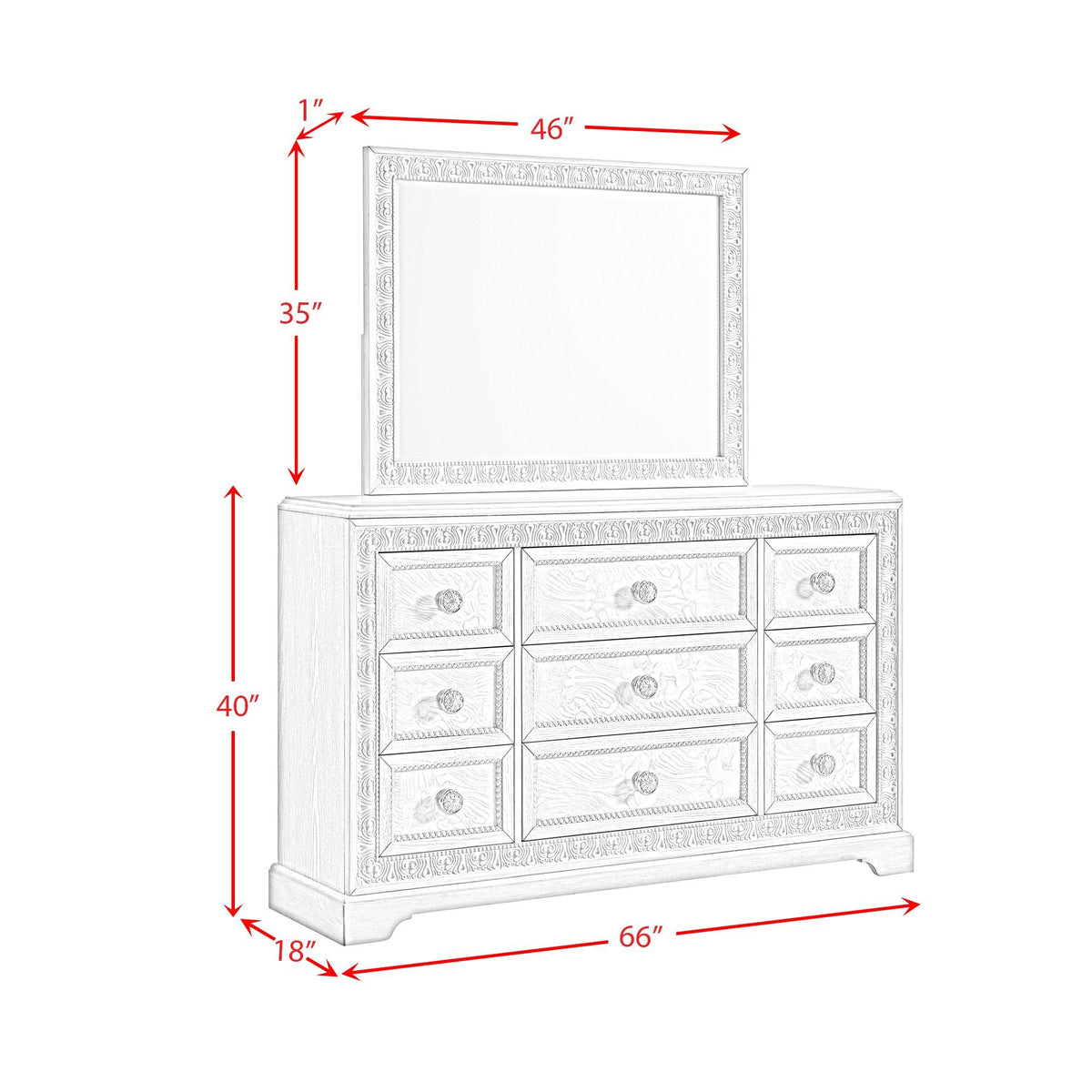 Romilly Dresser in White by Elements International, view 9