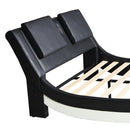 Faux Leather Upholstered Platform Bed Frame with led lighting,Bluetooth connection to play music control,Backrest vibration massage,Curve Design, Wood Slat Support, No Box Spring Needed,King