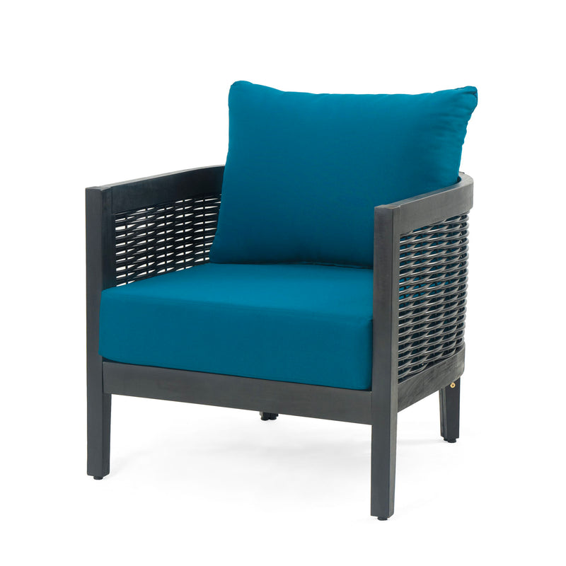 Outdoor Acacia Wood Club Chairs With Cushions