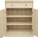 4 Door Storage Cabinet With 1 Drawer And 4 Adjustable Inner Shelves - Natural