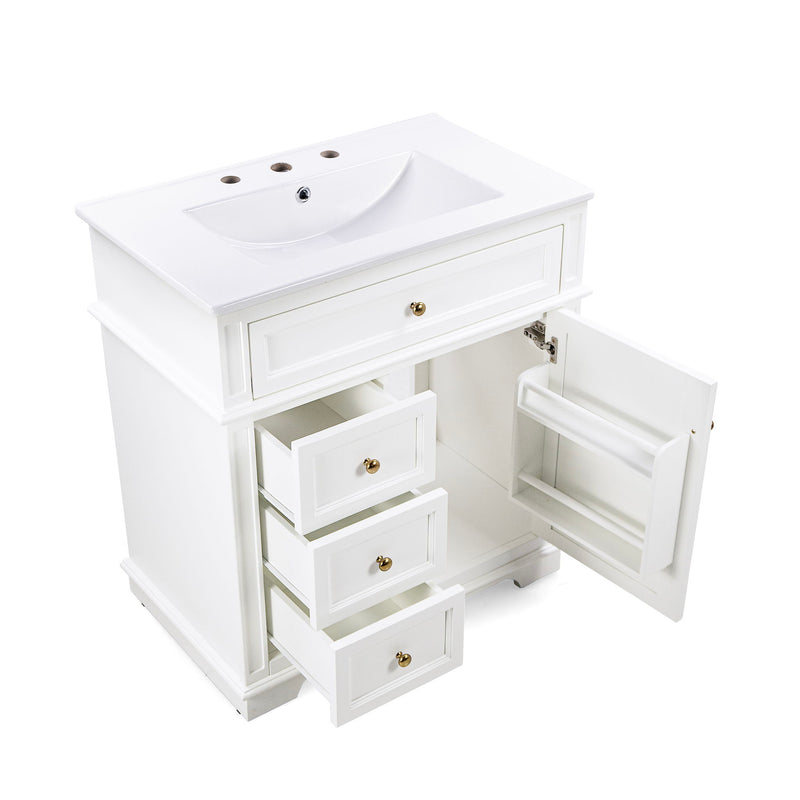 Freestanding Bathroom Vanity With Sink, Soft Closing Door, Tip Out Drawer