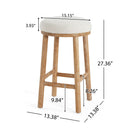Rubber Wood & Fabric Counter Stool 300Lb Capacity, Easy Assembly For Home & Commercial Use (Set of 2) - Natural / Beige